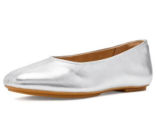 貨物輸送無料 相応うフロップ FitFlop レディース 亭主もち用 シューズ 靴 滑っこい Delicato High-Cut Soft-Leather Ballet Flats - Silver