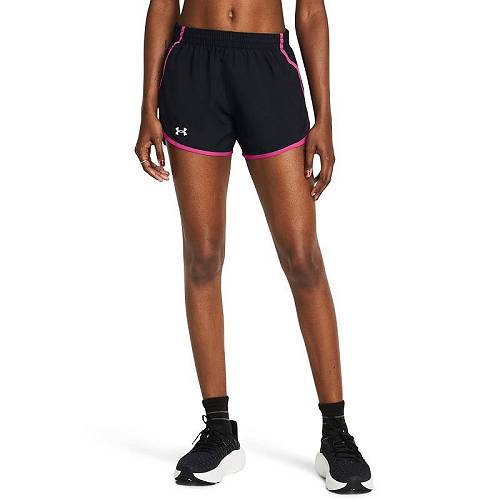 貨物輸送無料 アンダーアーマー Under Armour レディース 成人女性用 流行り物 遊撃手ズボン下 さる股引き Fly By Shorts - Black/Astro Pink/Reflective