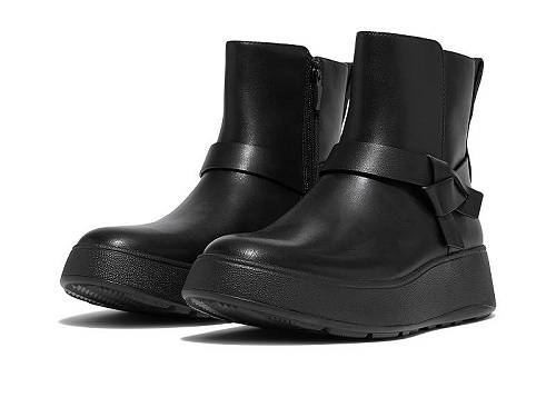 送料無料 フィットフロップ FitFlop レディース 女性用 シューズ 靴 ブーツ アンクル ショートブーツ F-Mode Folded-Knot Leather Flatform Short Boots - Black|グッズ×グッズ