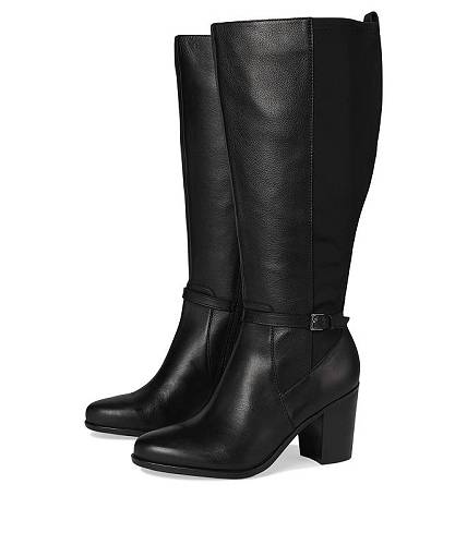 送料無料 ナチュラライザー Naturalizer レディース 女性用 シューズ 靴 ブーツ ミッドカフ Kalina-Stretch Extra Wide Calf Boots - Black Leather and Fabric|グッズ×グッズ