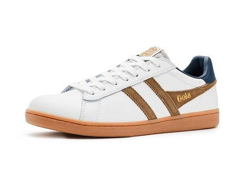 送料無料 ゴラ Gola メンズ 男性用 シューズ 靴 スニーカー 運動靴 Equipe II Leather - White/Tobacco/Navy｜グッズ&times;グッズ