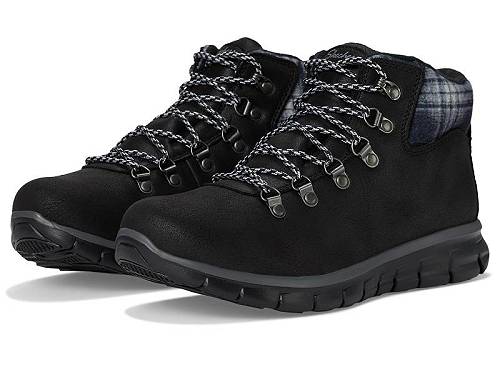 送料無料 スケッチャーズ SKECHERS レディース 女性用 シューズ 靴 ブーツ アンクル ショートブーツ Synergy - Plaid Mood - Black｜グッズ&times;グッズ