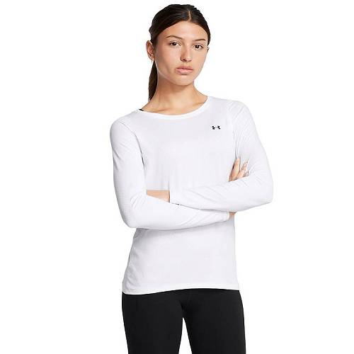 貨物輸送無料 アンダーアーマー Under Armour レディース 亭主もち用 流行り物 活動的プルオーバー UA HeatGear Armour Long Sleeve - White/Black