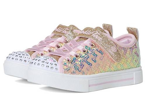 貨物輸送無料 スケッチャーズ SKECHERS KIDS 御嬢さん用 キッズシューズ 小わっぱ靴 スニーカー 運動すること靴 Twinkle Sparks - Sequin Party (Little Kid) - Gold/Pink