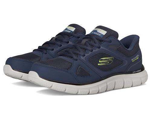 送料無料 スケッチャーズ SKECHERS メンズ 男性用 シューズ 靴 スニーカー 運動靴 Track Ezral Hands Free Slip-in - Navy/Lime｜グッズ&times;グッズ