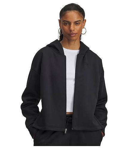 貨物輸送無料 アンダーアーマー Under Armour レディース 成人女性用 流行り物 パーカー 流汗 Armour Fleece Full Zip - Black/Black