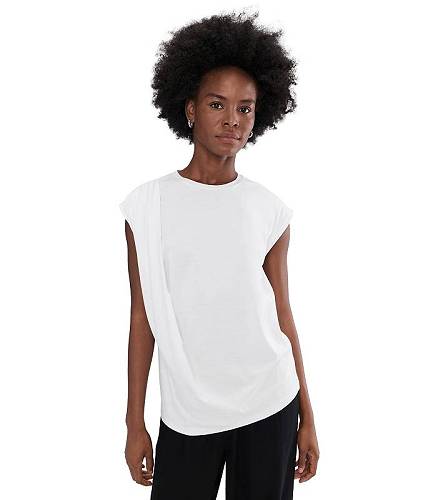 貨物輸送無料 ヴィンス Vince レディース 亭主もち用 流行り物 ティーシャツ Relaxed Short Sleeve Drape Top - White Tシャツ・カットソー-レディースファッション-トップス