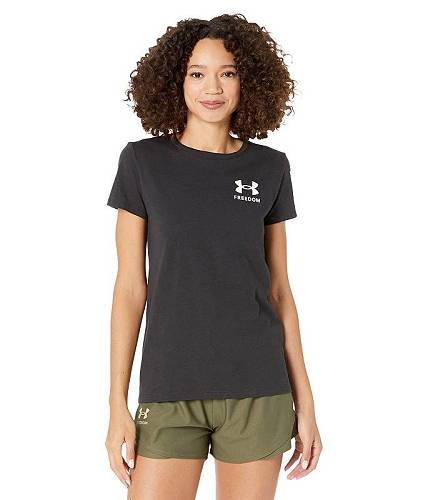 貨物輸送無料 アンダーアーマー Under Armour レディース お上さん用 流行り物 積極的プルオーバー New Freedom Flag T-Shirt - Black/White