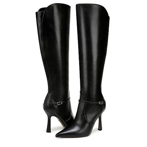 送料無料 サムエデルマン Sam Edelman レディース 女性用 シューズ 靴 ブーツ ロングブーツ Elia - Black Leather Wide Calf|グッズ×グッズ
