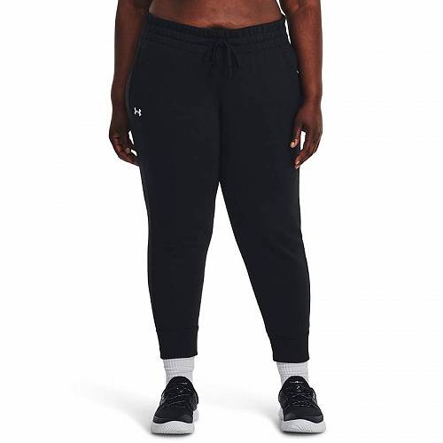 貨物輸送無料 アンダーアーマー Under Armour レディース 成人女性用 流行り物 ズボン下 ズボン Plus Size Rival Fleece Joggers - Black/White