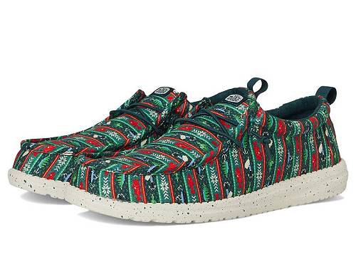 送料無料 ヘイデュード Hey Dude メンズ 男性用 シューズ 靴 ローファー Wally Fishmas Sweater - Pine Green/Multi｜グッズ&times;グッズ