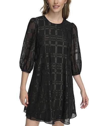 送料無料 カルバンクライン Calvin Klein レディース 女性用 ファッション ドレス Glitter Chiffon Dress - Black