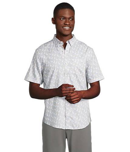 送料無料 ジョーンストンアンドマーフィー Johnston &amp; Murphy メンズ 男性用 ファッション ボタンシャツ Short Sleeve Pelican Print Shirt - Gray｜グッズ&times;グッズ