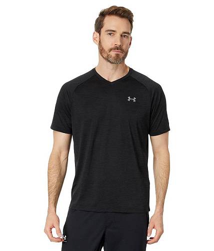 貨物輸送無料 アンダーアーマー Under Armour メンズ 成人男性用 流行り物 能動的ティーシャツ UA Tech(TM) V-Neck - Black/Graphite Tシャツ・カットソー-トップス