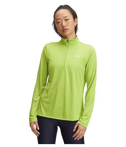 貨物輸送無料 アンダーアーマー Under Armour レディース お上さん用 流行り物 積極的プルオーバー Tech 1/2 Zip Solid - Green Vibe/White