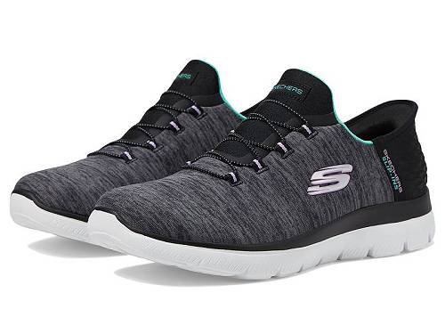 貨物輸送無料 スケッチャーズ SKECHERS レディース 成人女性用 シューズ 靴 スニーカー 運動すること靴 Summits - Hands Free Slip-Ins - Black/ Turquoise
