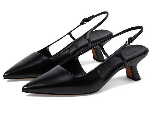 貨物輸送無料 ヴィンス Vince レディース お上さん用 シューズ 靴 踵 Bianca Pointed Toe Kitten Heel Slingback - Black Leather