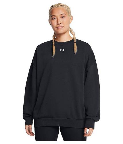 送料無料 アンダーアーマー Under Armour レディース 女性用 ファッション パーカー スウェット Rival Fleece Oversized Crew - Black/White｜グッズ&times;グッズ