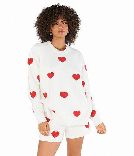 送料無料 ショーミーユアムームー Show Me Your Mumu レディース 女性用 ファッション セーター Go To Sweater - Tossed Heart Knit Red画像