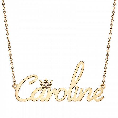 Personalized Planet Personalized レディース用 Sterling or over Name with Clear Crown ネックレス Gold オリジナル・名入れ【送料無料】【代引不可】【あす楽不可】画像