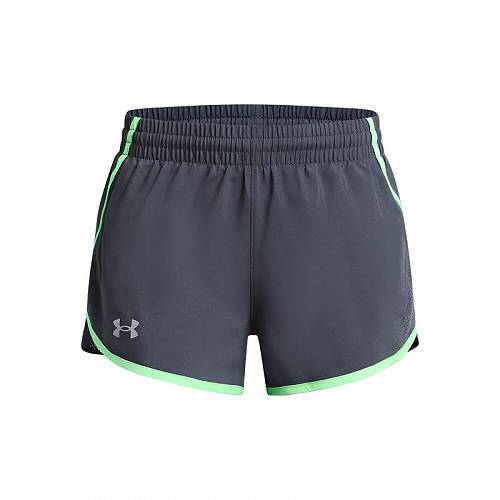 送料無料 アンダーアーマー Under Armour Kids 女の子用 ファッション 子供服 ショートパンツ 短パン Fly By Shorts (Big Kids) - Downpour Gray/Matrix Green/Reflective画像