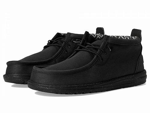 送料無料 ヘイデュード Hey Dude メンズ 男性用 シューズ 靴 ローファー Wally Mid Stretch Canvas - Black/Black画像