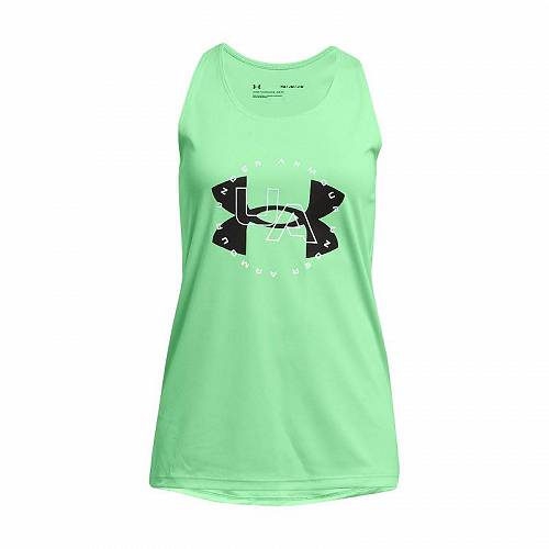 送料無料 アンダーアーマー Under Armour Kids 女の子用 ファッション 子供服 アクティブウエア シャツ Tech Big Logo Tank (Big Kids) - Matrix Green/Black画像