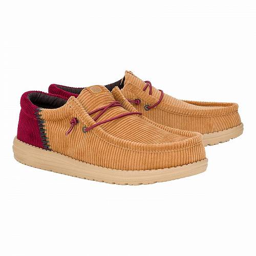 送料無料 ヘイデュード Hey Dude メンズ 男性用 シューズ 靴 ローファー Wally Funk Corduroy - Tan/Burgundy画像