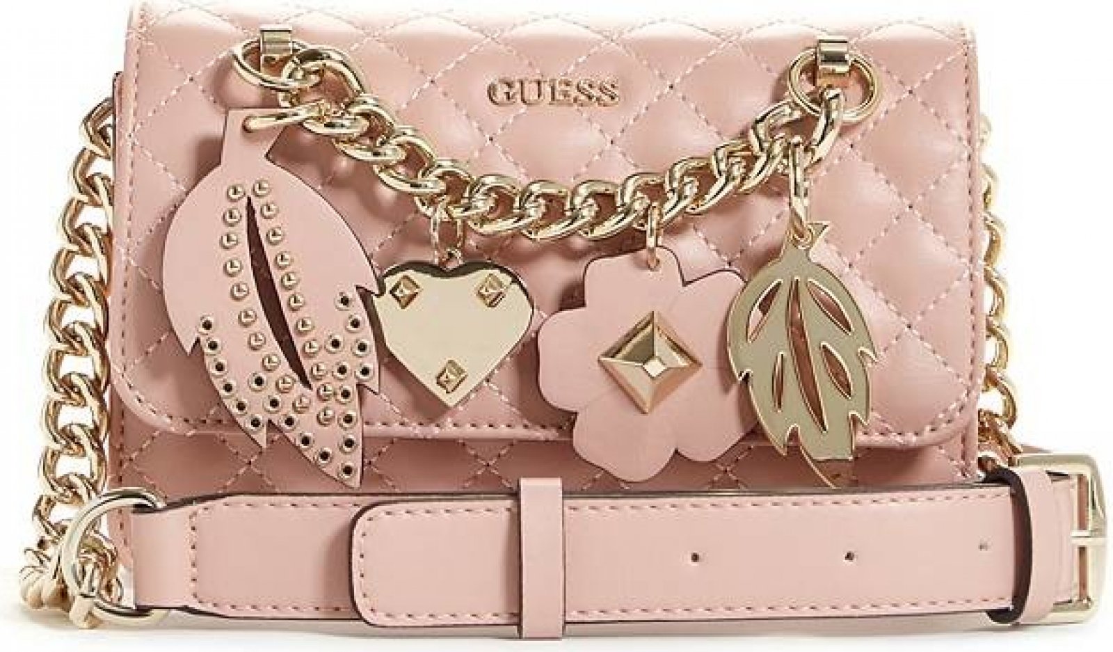 【人気商品】GUESS Stassie Mini Crossbody Flap　ピンク　ゲス　クロスボディ