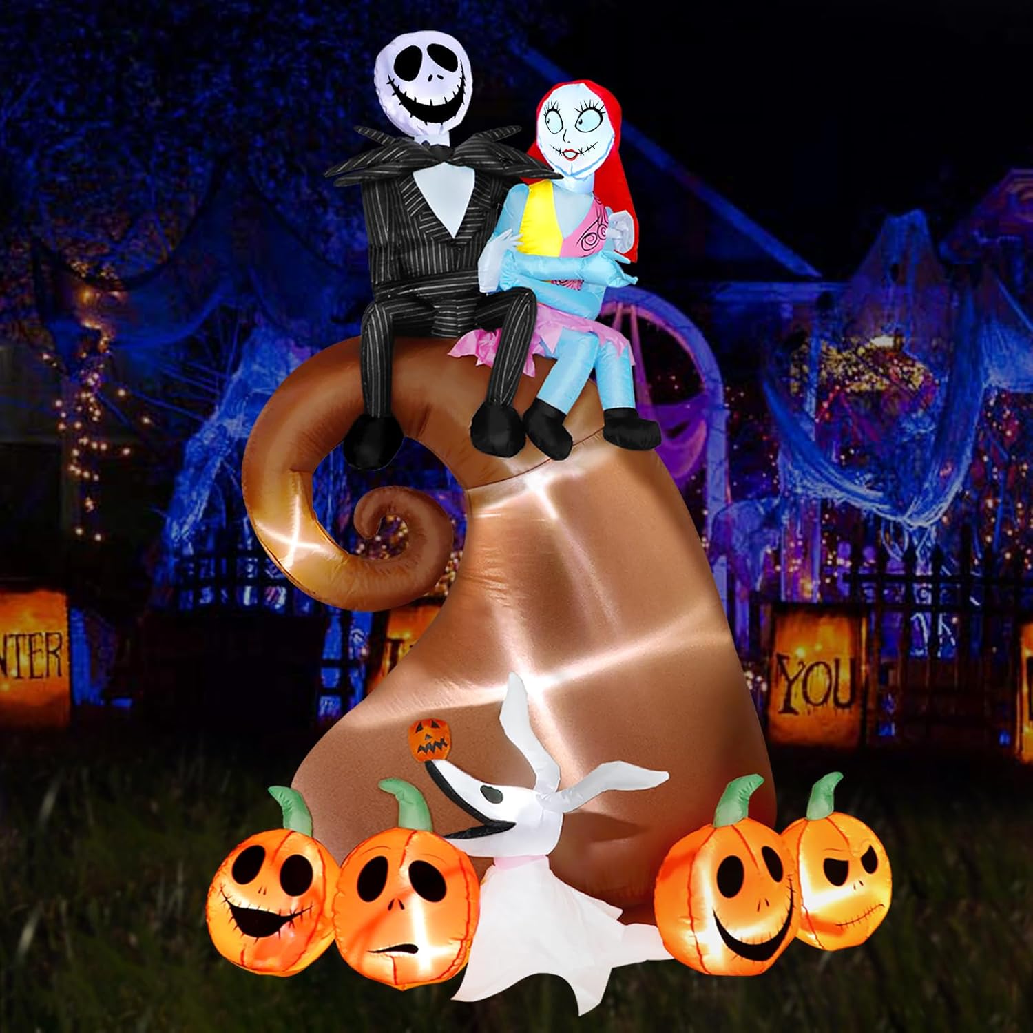 【送料無料】ハロウィーン Disney ディズニー ナイトメアビフォクリスマス ジャック+がぼちゃ サリー Disney ディズニーエアバルーン ハロウィン 装飾 デコレーション ディスプレイ 風船 仮装 エアブロー ふわふわ アメリカ直輸入 送風機内蔵