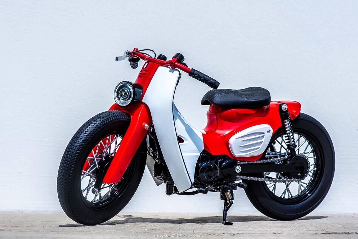 trickyMan12 1/6 ホンダ カブ スーパーカブ Red.Ver Super cub オートバイ バイク Honda アクションフィギュア画像
