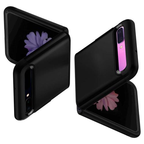 Spigen Galaxy Z Flip ケース [ SCV47 ] 対応 カバー 背面保護 全面保護 耐衝撃 カメラ保護 画面保護 傷防止 衝撃 吸収 Qi充電 ワイヤレス充電 ギャラクシー Z フリップ シュピゲン タフ・アーマー ACS01035 (ブラック)