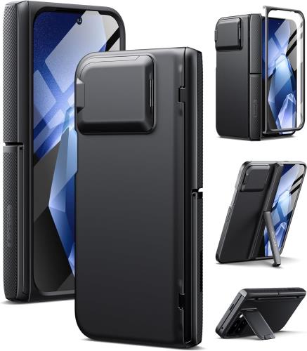 TONGATE for Pixel 9 Pro Fold ケース Magsafe対応、[ヒンジ保護＆ガラススクリーンプロテクター＆カメラカバー付き] Google Pixel 9 Pro Fold用耐衝撃頑丈キックスタンドスマホケース、ブラック