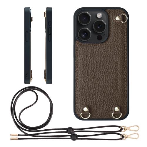 HANATORA for iPhone 15Pro 入れもの MagSafe 相応う 本革 耐衝撃 バンパー型 スマホケース スマホ ストラップ 付き添い人 シュリンクレザー 差し上げ物 マグセーフ相応う トープ D3GZ-15Pro-Taupe