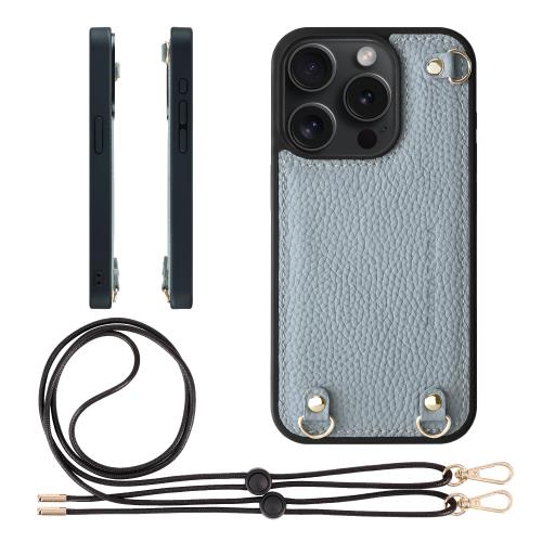 HANATORA for iPhone 15Pro 入れもの MagSafe 相応う 本革 耐衝撃 バンパー型 スマホケース スマホ ストラップ 付き添い人 シュリンクレザー 差し上げ物 マグセーフ相応う 青み薄墨色 D3GZ-15Pro-BlueGray