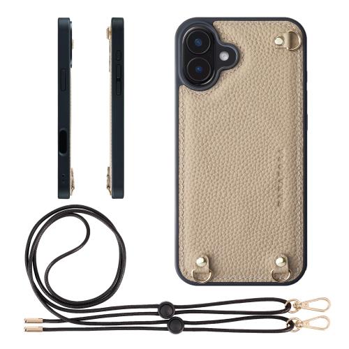 HANATORA for iPhone 16Plus 入れもの MagSafe 相応う 本革 耐衝撃 バンパー型 スマホケース スマホ ストラップ 付き添い人 シュリンクレザー 差し上げ物 マグセーフ相応う グレージュ D3GZ-16Plus-Grege