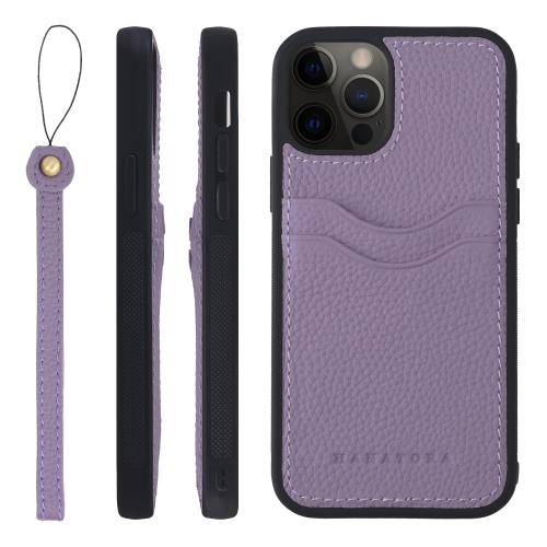 HANATORA for iPhone 12ProMax ケース 本革 耐衝撃 バンパー型 スマホケース スマホ ストラップ 付き シュリンクレザー ギフト パープル CPGGZ-12ProMax-Purple