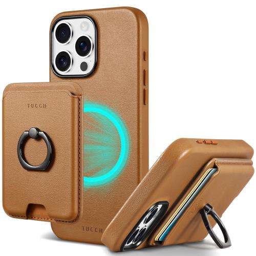 TUCCH iPhone 15 Pro Max 対応 ケース カードホルダー付き 背面カード収納 iPhone 15プロマックス ケース 軽量 薄型 取り外し可能 磁気吸着 リング付き ワイヤレス充電対応 [RFIDブロッキング] スタンド機能 高級PU合皮 アイフォン15 プロマックス ケース (2023年発売 iPhone