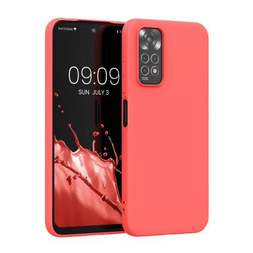 kwmobile スマホケース Xiaomi Redmi Note 11 / 11S対応 ケース - 耐衝撃 滑り止め ソフト TPU シリコン フクシアマット / ビビッド コーラル|goods street