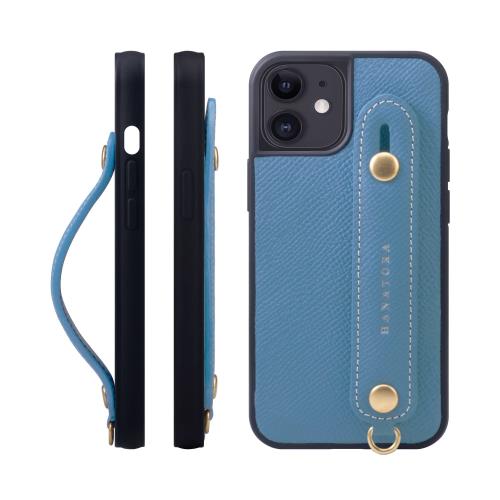 HANATORA for iPhone 12mini ケース 本革 耐衝撃 背面ベルト スマホケース スマホ スタンド機能 ネック ストラップ 付き エンボスレザー ギフト マグネットなし ブルー イドラ NGH-12Mini-Bluehydra