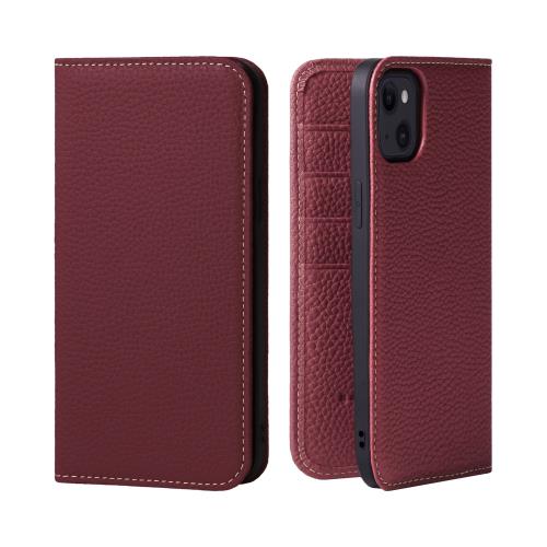 HANATORA for iPhone 14Plus ケース 手帳型 本革 スマホケース スマホ スタンド コードホルダー 付き シュリンクカーフレザー マグネットなし ワインレッド PH-14Plus-WineRed ギフト 誕生日 女性 男性 彼|goods street