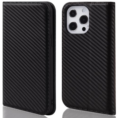 VISOUL iPhone 13Pro Max ケース 手帳型 本革 カーボンレザー 全面保護 マグネット式 カード収納ケース 横置きスタンド機能付き手帳型ケース iphone 13ProMax対応 6.7インチ アイフォン13Pro Max ブラック