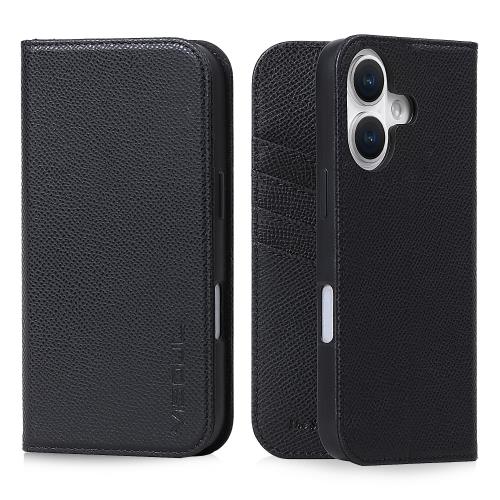VISOUL iPhone16 Plus 対応ケース 手帳型 本革 スマホケース レザーケース 手帳型ケース アイフォン16 Plusケース カード収納 携帯ケース 全面保護 マグネット 柔軟なTPU素材 MagSafe対応 アイホン16 Plusブラック