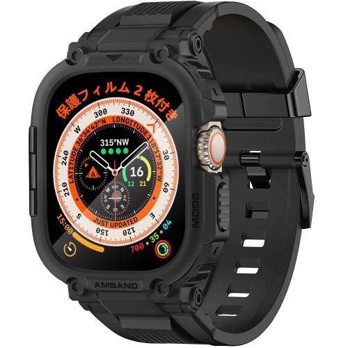 バンド ケース コンパチブル Apple Watch バンパーカバー付き 頑丈なTPUベルド 一体型 M1 スポーツバンド メンズ 耐久性 耐衝撃 装着簡単