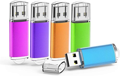 KOOTION USB記憶装置5個/10個仕掛ける USB2.0 二年引き受ける マイクロUSB 旗がしら式 ストラップホール付き添い人 混雑時運転 閃光電球記憶装置 （五色：青、紫、緑、赤、オレンジ色）