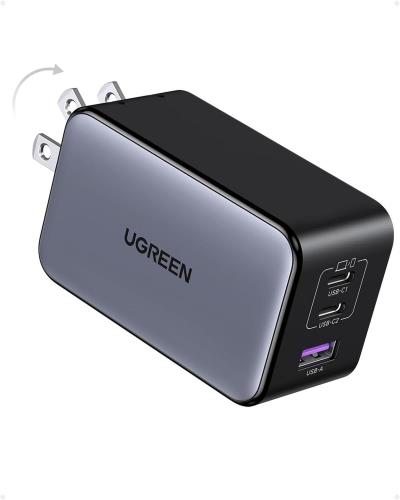 UGREEN NexodeX 100W GaNII充電器 3ポート(USB-C*2+USB-A) タイプC 超小型 急速充電器 PD3.0/PPS/QC4+/QC3.0 対応新生代GaNInfinity・・チップ+独自Airpyra技術+PSE技術基準適合過熱防止 ノートパソコン/MacBook/iPad/iphone17/16/15/14/13/Android/Galaxy S25対応
