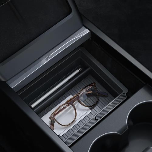 Spigen センター コンソール オーガナイザー トレイ Tesla Model Y Juniper (2025) Tesla Model 3 Highland (2025/2024)スライド・テクノロジー多機能 TO220SH ACP07785 (ブラック)