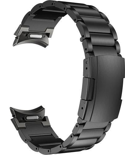 [MaKTech] チタニウムバンド,ノーギャップコネクター付きメタルブレスレットストラップ,サムスンギャラクシーウォッチ7 Fe 6 5 4対応,40/42/43/44/45/46/47mm (ブラック)