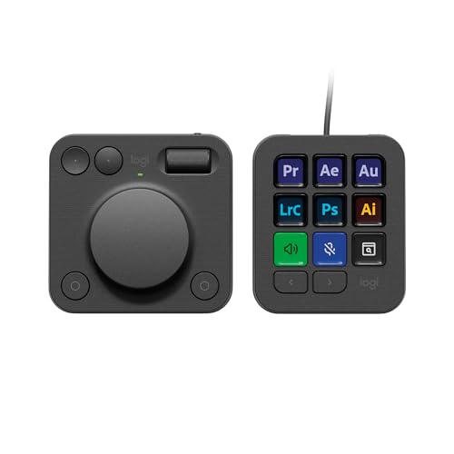 ロジクール MX クリエイティブ コンソール KXCCGR 左手デバイス キーパッド ルパッド DaVinci Resolve Adobe Photoshop Illustrator Premiere Pro After Effects Audition Bluetooth Logi Bolt USB Type-C 画像編集 動画編集 画像 動画 編集 グラファイト