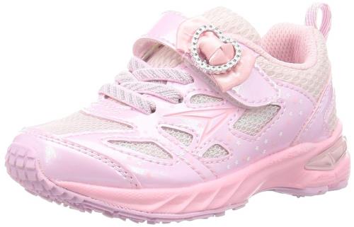 [シュンソク] スニーカー キッズ 女の子 子供靴 幅広 軽量 15~23cm 3E 2.5E LEC 6120 6440 ピンク_ハートリボン飾り 18.0 cm 2.5E